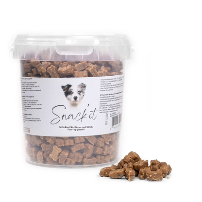 Semi Moist mini bones med struds - 500 g.