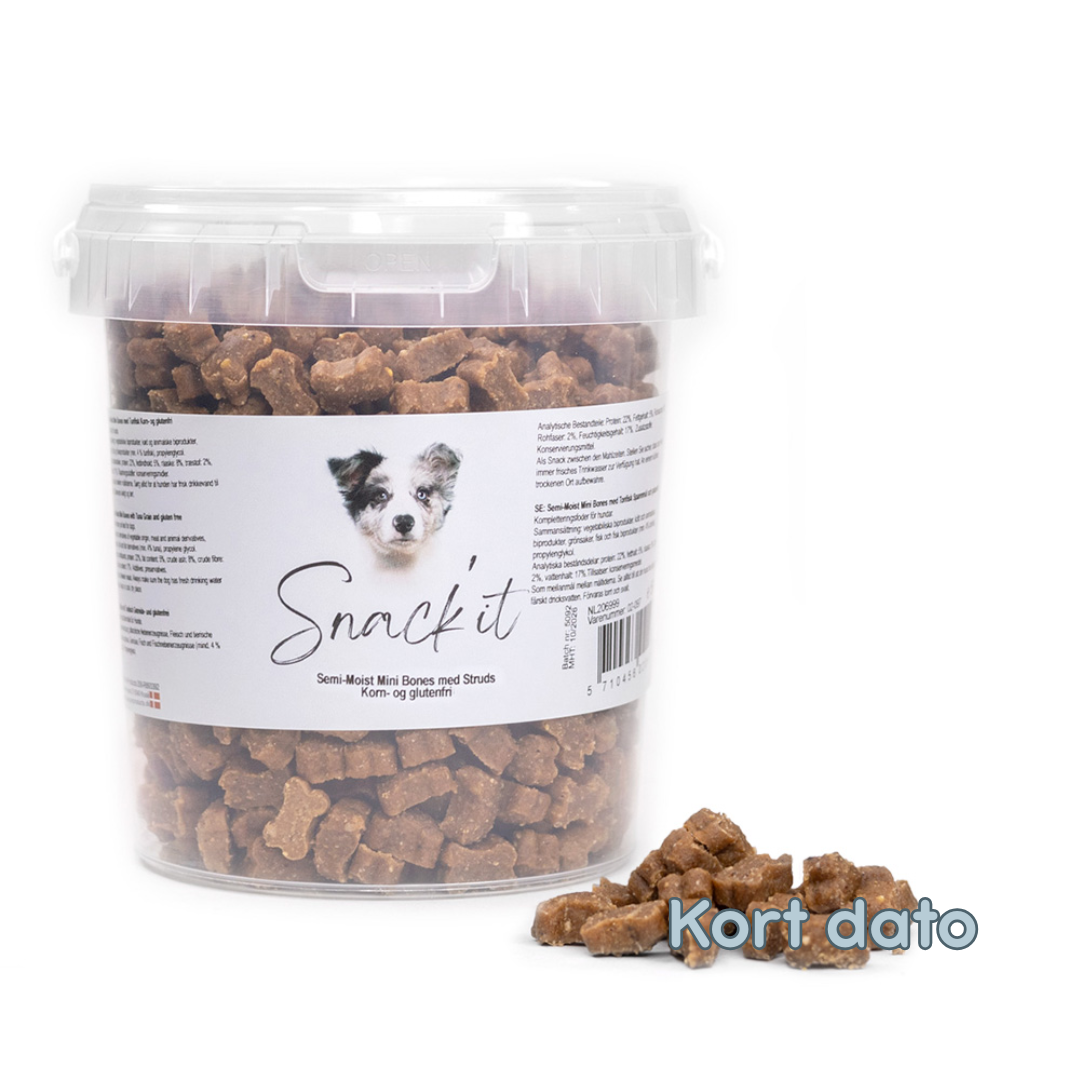 Semi Moist mini bones med struds - 500 g.