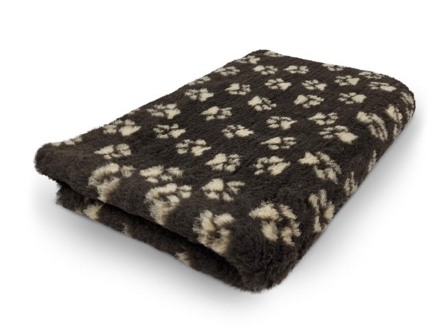 Vetbed non-slip hundetæppe 75x100 cm – brun med poter