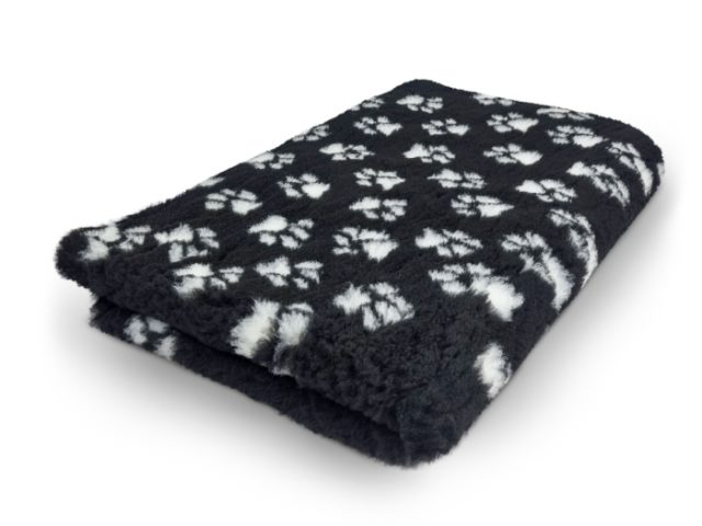 Vet Bed non-slip hundetæppe 75x100 cm – sort med poter