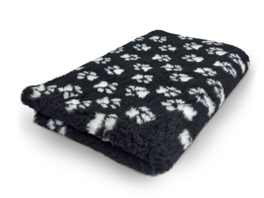 Vet Bed non-slip hundetæppe 75x100 cm – sort med poter